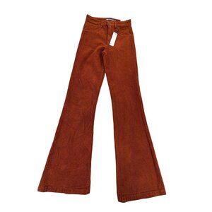 Tractr Blu Heidi Mid Rise Slim Fit Corduroy Pants Rust Orange  Flare leg NWT